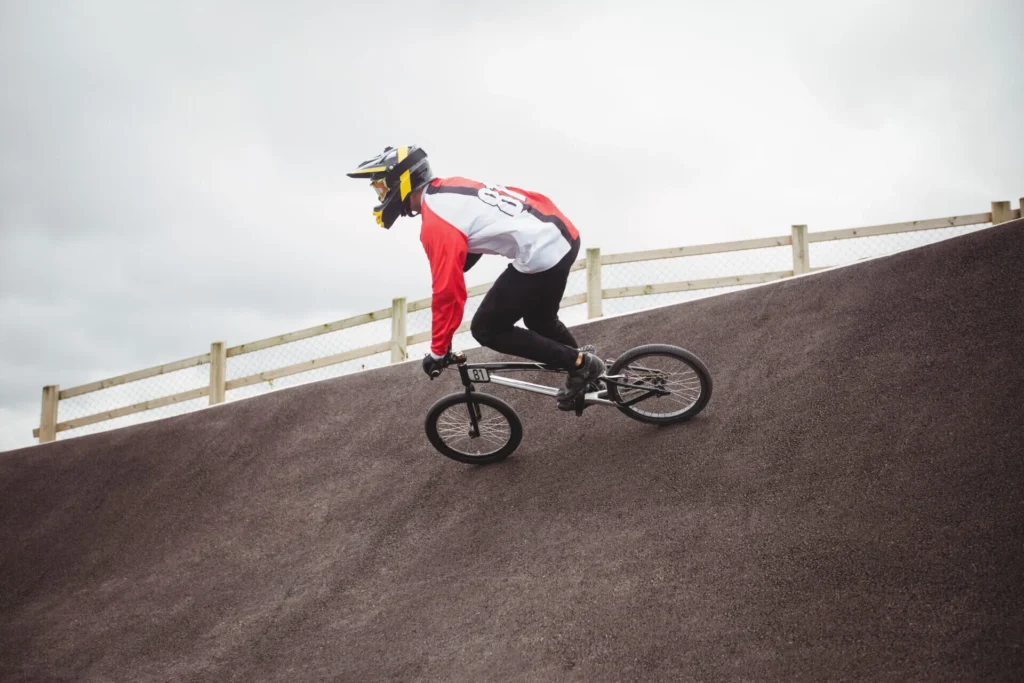 cyclist riding bmx bike