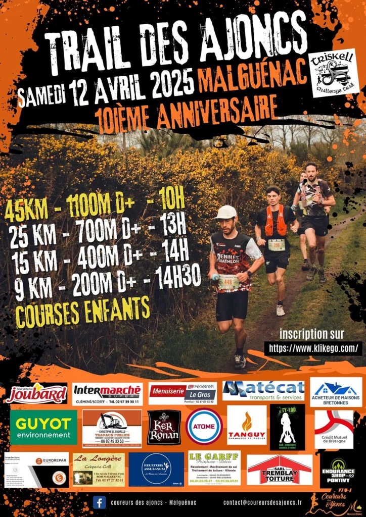 affiche trail des ajoncs 2025 Commune de Malguenac